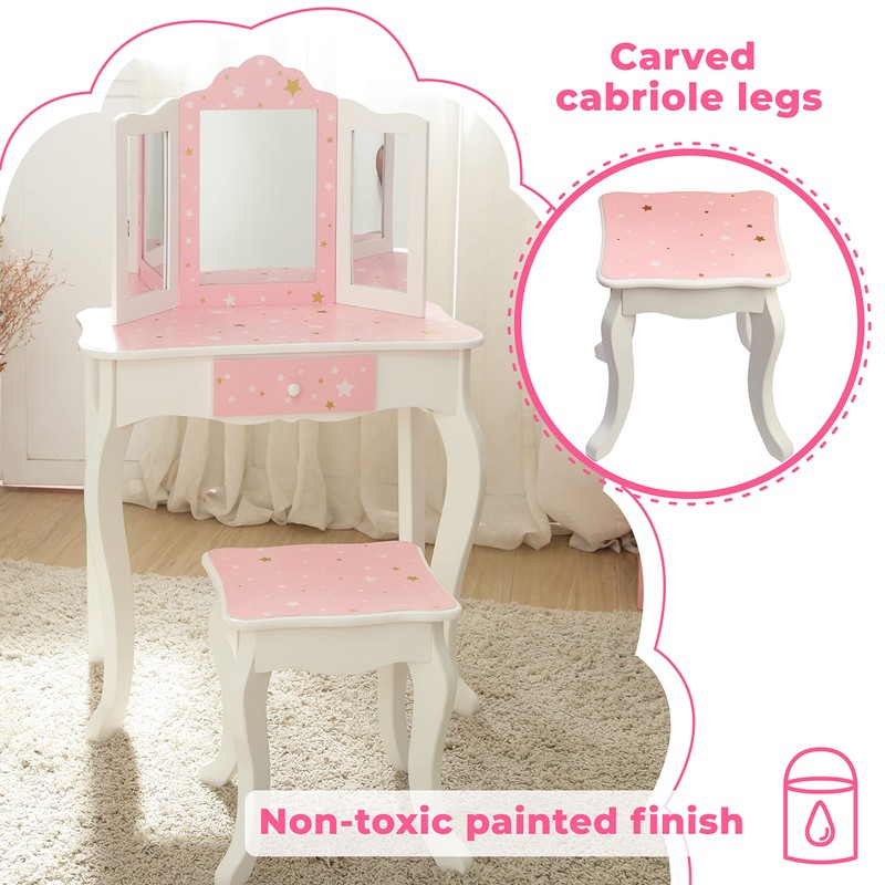 Teamson Kids Princess Gisele Twinkle Star Print 2-Piece Kids Wooden