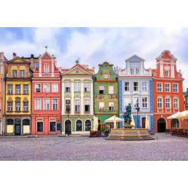 BELECO 5x3ft Fabric Poland Central Market Square Backdrop Vintage Poland Colorful Buildings Photography Background for Travel Themed Party Decor Wedding Banner Portrait Photobooth Props