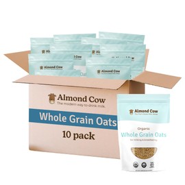Almond Cow Organic Whole Grain Oats, Natural Organic Oatmeal Breakfast Foods, Unsweetened Oatmeal Bulk for Plant Based Milk Making, Vegan & Keto-Friendly, Non-GMO and Gluten-Free, 3 Pound (Pack of 10)