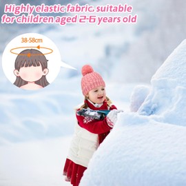 LINSOCLE 3-in-1 Children's Winter Hat Scarf Gloves Set, Girls Winter Beanie Hat Scarf Gloves Set, Boys Warm Winter Hat Beanie Hat Gloves Round Scarf Set for Children 1-6 Years, pink