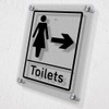 V Safety Women's Toilets - Arrow Right Acrylic Sign 200x300mm