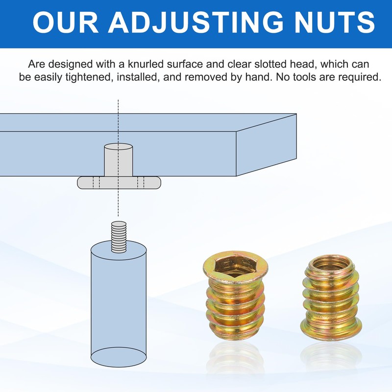 sourcing map 9Pcs Threaded Inserts Nuts, M10x20mm Hex Socket Drive