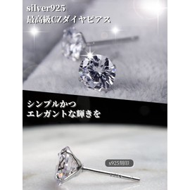 swars Earrings, Women's Premium Zirconia, 925 Silver, Men's, 4 Prongs, Single Stone, Hypoallergenic, Stud, For Both Ears, 3 mm, Cubic Zirconia, Created Diamond
