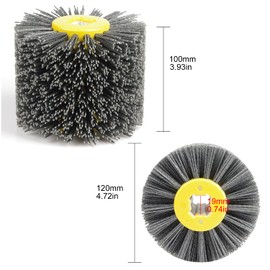 EXLECO 2 Nylon Brushes #120 Grit Wire Drawing Wheel Brush Polishing Brush for Satin Machine Black Abrasive Brush Polishing Disc Brush Bristle Brush Grit Brush for 19 mm Diameter Wood Brushes Machine