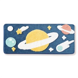 Tyrafry Bath Rug Cute Space Bathroom Rug Mat for Bathroom, Soft Microfiber Rug Water Absorbent Bath Mat fot Kids, Bedroom, Kitchen, Dinning, Non Skid Machine Washable Funny Rug (Rocket, 16x31)