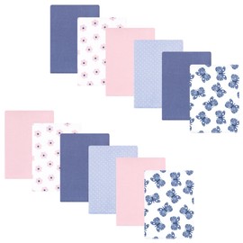 Hudson Baby Unisex Baby Cotton Flannel Burp Cloths 12-Pack Bundle, Beautiful Butterfly, One Size