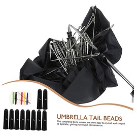 CAXUSD Pack of 10 Umbrella Tail Beads Long Handle Umbrella Caps Umbrella Repair Accessories Umbrella Accessories Replacement Umbrella Tail Beads Umbrella Repair Accessories Plastic, black