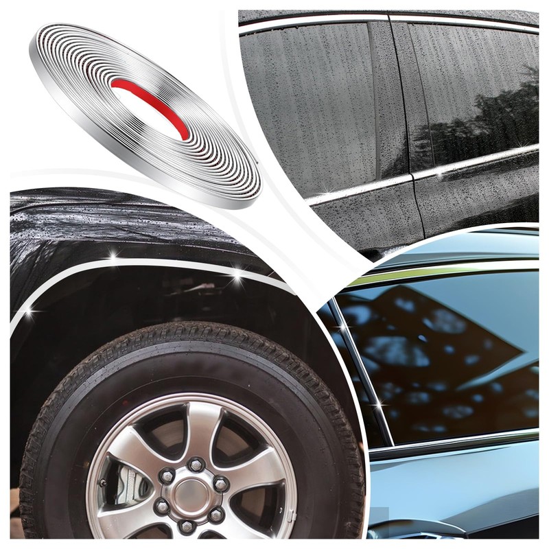 16Ft Chrome Car Trim Strip Self-Adhesive Chrome Tape Chromes Window