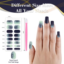 XEAOHESY 32pcs Semi Cured Gel Nail Strips, Needs to Be Cured With a Lamp, Easy to Apply and Remove, Waterproof and Long-Lasting(The Vast Universe)