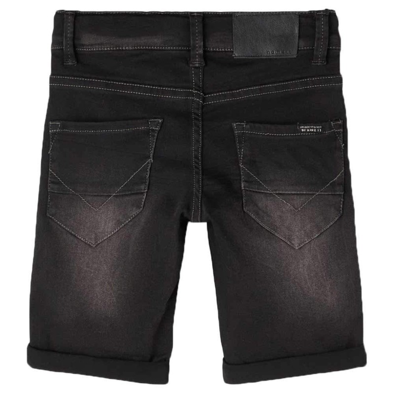 NAME IT Boys' Denim Long Shorts with Pockets, black denim