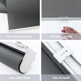 TOVALOR Cordless Roller Shades for Windows,Light Filtering Pull Down Blinds,Solar Screen Door Blinds,Flame Retardant UV Protection Fabric for Home Office (14" W x 72" H,Solar Grey)