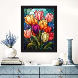 GemZono Diamond Painting Kits for Adults,Diamond Painting Kits, 5D Flower Diamond Art Kits for Adults Beginner Gem Art Full Drill Diamond Dots Tulip Art for Adults Home Wall Decor Gifts 12x16inch