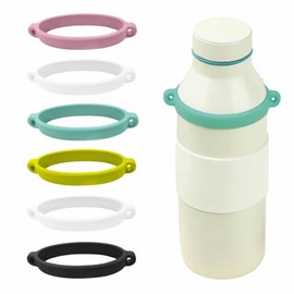 6Pcs Silicone Bottle Strap Rings,Flexible Water Bottle Handle Holder for Gym, Outdoor Sports & Daily Commuting -5 Colors, Universal Fit for Most Bottles