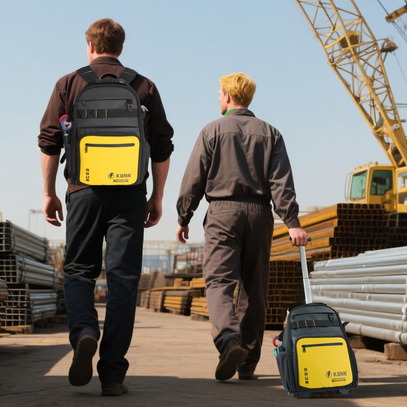 KUNN Rolling Tool Backpack with Wheels, Heavy Duty Waterproof Wheeled