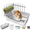 Volope Stainless Steel Rabbit Litter Box with Hay Feeder Set