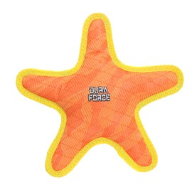 DURA FORCE - Durable Woven Fiber - Star Orange & Yellow - Squeakers - Multiple Layers. Made Durable, Strong & Tough. Interactive Play Dog Toy (Tug, Toss & Fetch). Machine Washable & Floats (Regular)