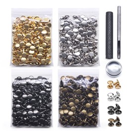 Jamsinmu 400pcs Leather Rivets 4 Colour Double Head Rivets Steel Tube Metal Rivets for DIY Crafts Leather Bag Shoes Belt Repairs Decoration 5 x 9 mm