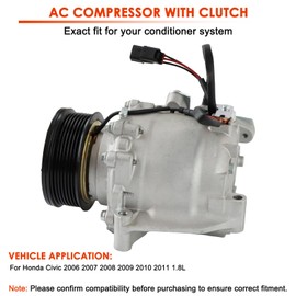 Kessocco CO 4918AC AC Compressor 38810RNAA01 Air Conditioning Compressor Replacement for 2006-2011 Honda Civic 1.8L