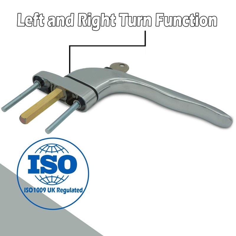 Heather 2 UK Window Polished Silver Chrome UPVC Window Handle