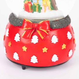 Musical Christmas Snowglobe Large Water Ball Features Christmas Santa On Tree Scene Cute Resin Base- 10x15cm - Christmas Table Mantel Decorations