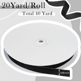 Zeyune 2 Rolls Velvet Ribbon 3/8 Inch 40 Yards, Single Face Velvet Ribbon for Gift Wrapping, Christmas Wrapping Bows, Wedding Decor, Home Decorating, Bouquet Packaging, DIY Crafts Decor(Black)