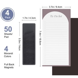4 Pack Magnetic To Do List Refrigerator with Pen Holder, Totally 200 Sheets Magnetic Note Pad for Fridge Grocery List Magnet Pad for Fridge(Morandi Design)