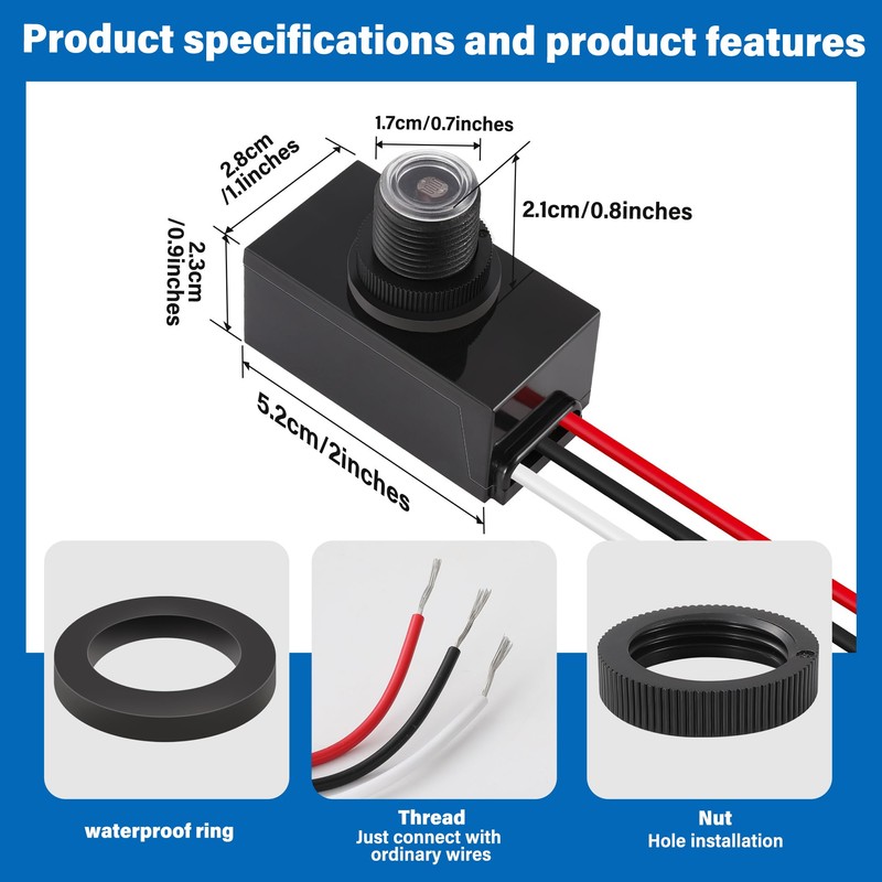 3 Pack Dusk to Dawn Sensor for Outdoor Lighting 120-277V