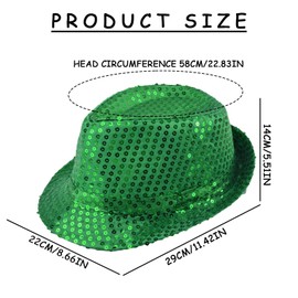MUNSKT Glitter Jazz Caps, Sequin Hat for Adult, Sequin Hat for Party, Hip Hop Sequin Hat for Hen Party Night, Dance Shows,Parties,Mardi Gras and Fancy Dress Events (green)