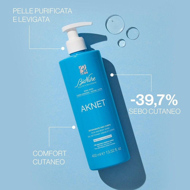 BioNike Aknet - Gel Detergente Viso e Corpo per Pelle