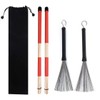 TUOREN 2Pair Jazz Drum Sticks Brushes Kit 1 Pair Retractable