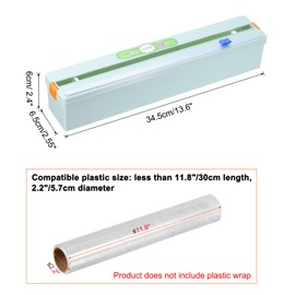 sourcing map Plastic Wrap Dispenser with Slide Cutter, Cling Wrap Dispenser and Organizer for Foil, Aluminum Foil Wrap Organizer, Green