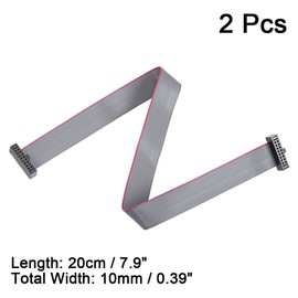 sourcing map IDC 16 Pins Connector Flat Ribbon Cable Female Connector Length 20cm 1.27mm Pitch,2pcs