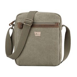 Troop London TRP0218 Classic Canvas Across Body Bag Khaki