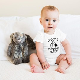 Daddy Drinking Buddy - Funny Cute Novelty Infant Creeper, One-Piece Baby Bodysuit (White, 12 Months)
