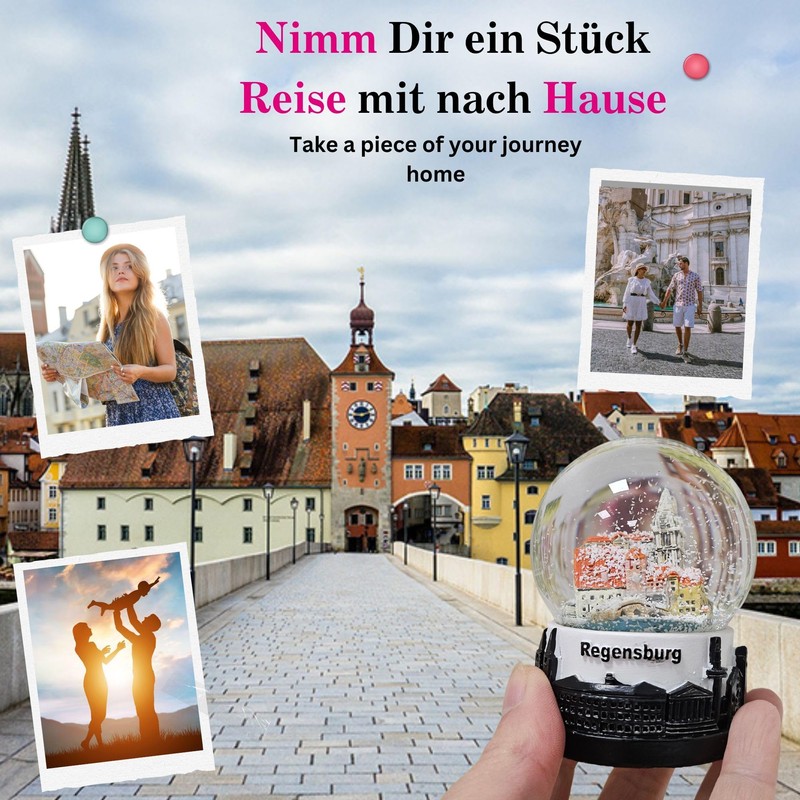 Regensburg 30078 Souvenir Snow Globe | Dom Stone Bridge Danube