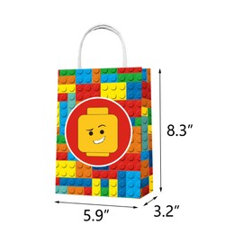 Minamihong Party Favor Bags 12PCS for Building Blocks Gift Goodie Bags Color Bricks Treat Candy Bags for Building Blocks Movie Themed Birthday Party Supplies Decorations