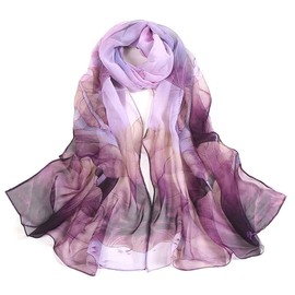 Scarfs for Women Lightweight Print Floral Pattern Scarf Shawl Fashion Scarves Sunscreen Shawls, Purple, 160*50CM
