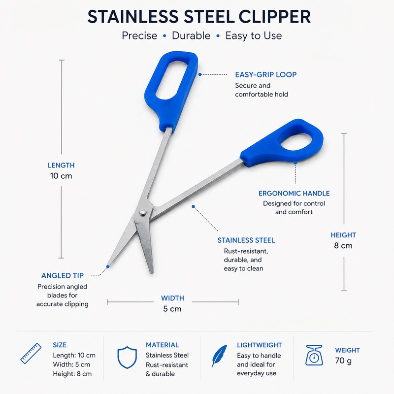 Long Handle Toenail Clippers for Thick Nails – Stainless Steel
