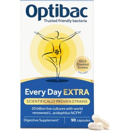 Optibac Probiotics Every Day Extra - Advanced Digestive Probiotic Supplement - Most Researched Lactobacillus Acidophilus - 90 Vegan Capsules