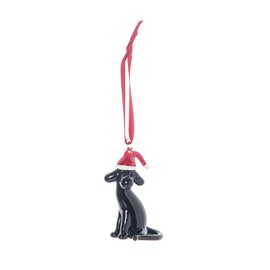 Gallerie II Glass Santa Hat Black Dog Small Christmas Tree Ornament 2.17" Versatile Xmas Festive Winter Holidays Cute Hanging Handcrafted Decor Decoration Black