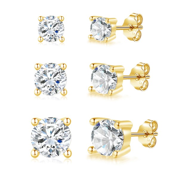 Loutade 925 Silver Stud Earrings, 3 Pairs 925 Sterling Silver