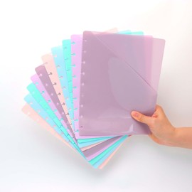 AxeWoodz Discbound Pocket Dividers Set 9 Disc Planner Pockets Colorful Discbound Document Folders with Frosted Translucent 6 Tabs & 4 Tabs Discbound Dividers