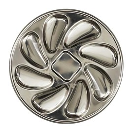 Home Deco Factory, KU6711 Elegant 8 Oyster Plate, Refined Design, Refined Design, Hollowed for Stability, Made from Durable Silver, Ideal for Seafood and Appetizers, 30 cm, Silver