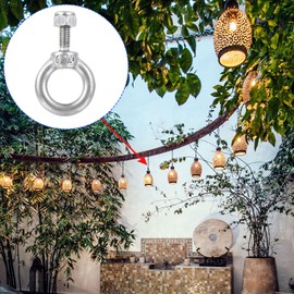 M METERXITY 6 Sets Mechanical Shoulder Hanging Eye Bolts Chandelier Fence Stainless Steel Lifting Ring Bolts with Lock Nuts for Wire Rope M4 Silver