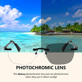 Myfeasy Photochromic Progressive Reading Glasses for Women Multifocal UV400 Sunglasses Blue Light Glasses Multifocus Reader