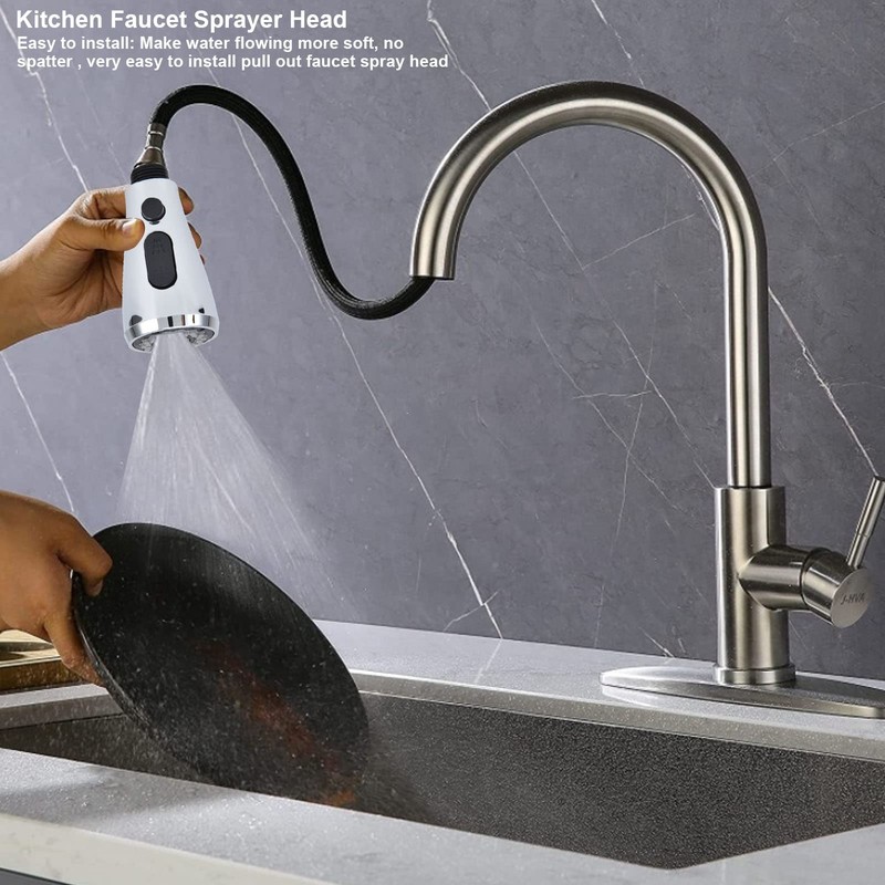 HERCHR Kitchen Faucet Head Replacement, Kitchen Sink Faucet with Sprayer,