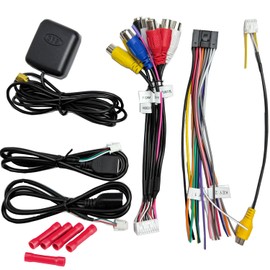 Aftermarket Radio Backup Camera RCA Harness Adapter, 16-Pin Car Stereo Wiring Harness Kit(6PCS) with 10-Pin/20-Pin RCA Connectors, 4-Pin/6-Pin USB Cables, GPS Antenna, Kit for Android Head Units