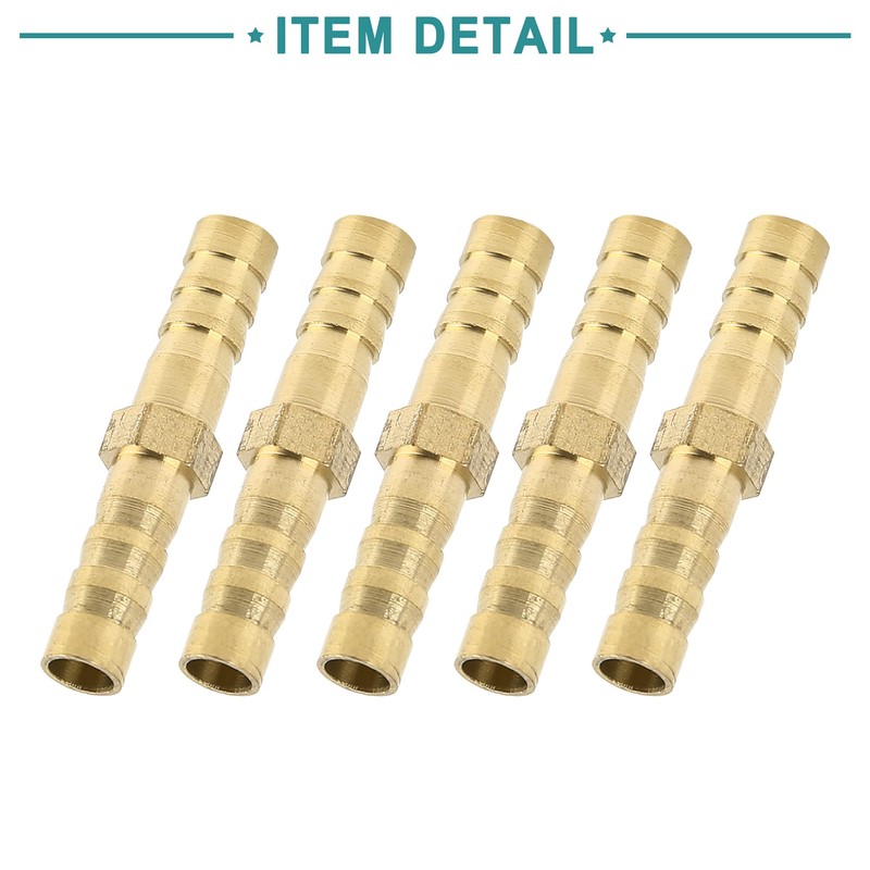 ACROPIX 5pcs Universal 6mm Gold Tone Brass Barb Hose Fitting