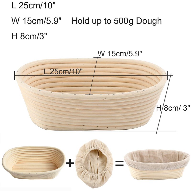 10" Oval Bread Proofing Basket Pack 2 Sourdough Bannetons Bortform