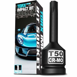 KIRXST Kraft Torx Bit Insert 1/2 Inch Drive, T50 Torx Nut Bit Set Sockets, for Screwing on Cars, Motorcycles and Bicycles